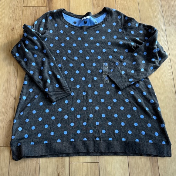 Charter Club Blue and Gray Polka Dot Sweater - Picture 1 of 7